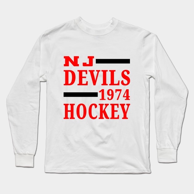 NJ Devils Hockey Classic Long Sleeve T-Shirt by Medo Creations